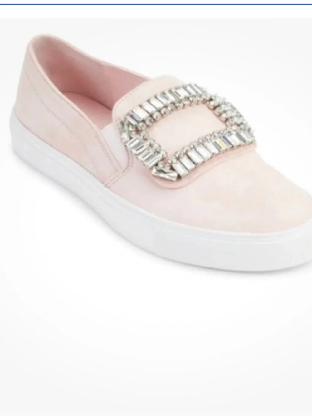 Karl Lagerfeld Paris Ermine Crystal Embellished Pink Slip On Sneakers Sz 8 EUC